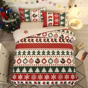 Christmas Tree Elk Bedding Sets Duvet Cover With Two Pillow Covers Christmas Decor