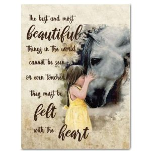 Equestrian Girl Canvas Print, Little Girl Embrace Horse More Horses Quotes Gift