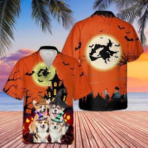 Halloween Hawaiian Shirt – Corgi Costume Hawaiian T-Shirt
