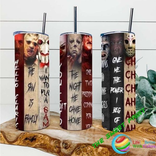 Horror Movie Characters Skinny Tumbler, Nightmage Before Christmas Films