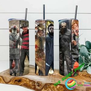 Horror Movie Characters Skinny Tumbler, Nightmage Before Christmas Movies Halloween Gift