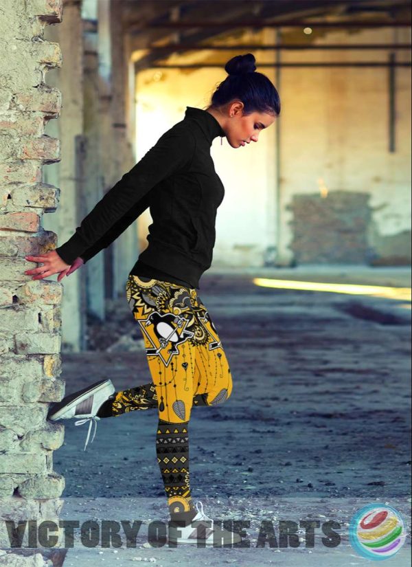 Boho Pittsburgh Penguins Leggings With Art Graphic Fashion Gift