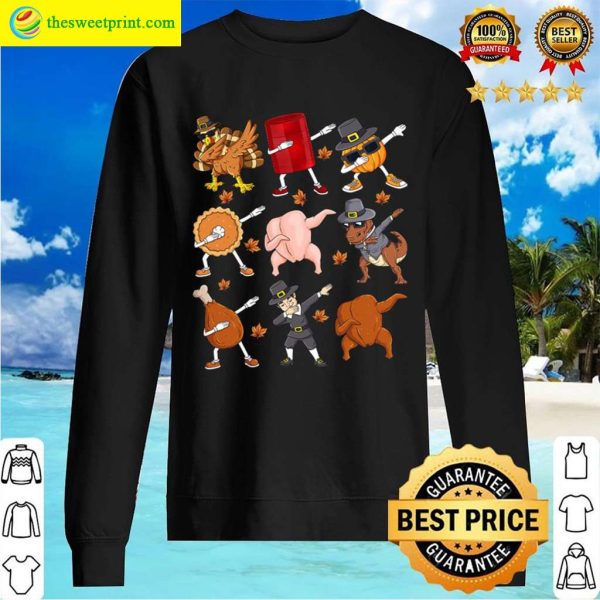 Dabbing Turkey T-shirt, Happy Thanksgiving Gift With T-Rex Pilgrim Dab