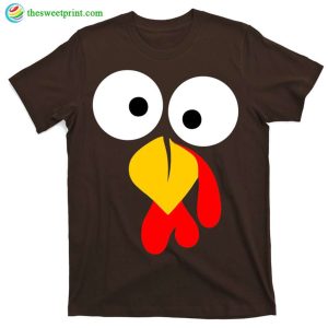 Funny Turkey Face T-shirt For Happy Thanksgiving Day Gift